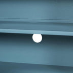Table console avec portes miroir — Bleu Marine Antique / Blanc / Espresso, assemblage par 1 personne