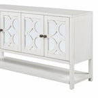 Table console avec portes miroir — Bleu Marine Antique / Blanc / Espresso, assemblage par 1 personne