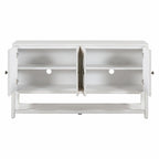 Table console avec portes miroir — Bleu Marine Antique / Blanc / Espresso, assemblage par 1 personne