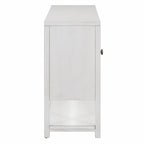 Table console avec portes miroir — Bleu Marine Antique / Blanc / Espresso, assemblage par 1 personne