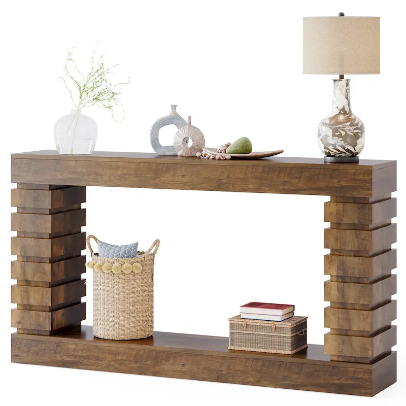 Console Table Marron Style Vintage, Table d'Appoint Étroite pour 1 Personne, pour Entrée / Salon