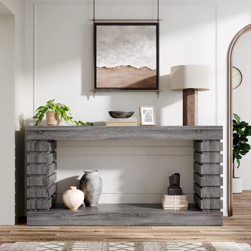 Console Table Marron Style Vintage, Table d'Appoint Étroite pour 1 Personne, pour Entrée / Salon