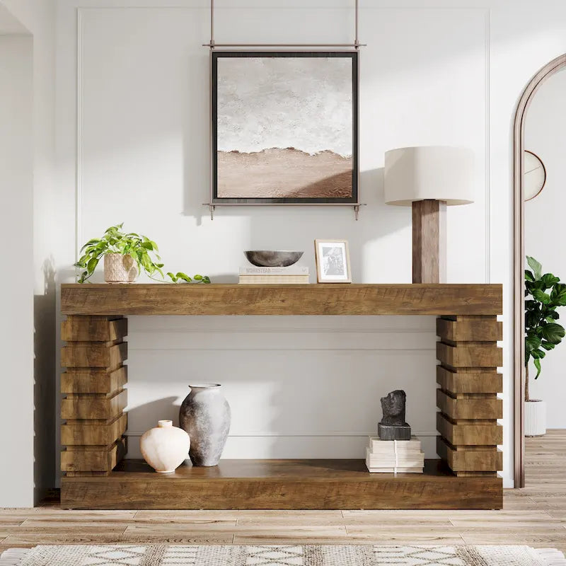 Console Table Marron Style Vintage, Table d'Appoint Étroite pour 1 Personne, pour Entrée / Salon