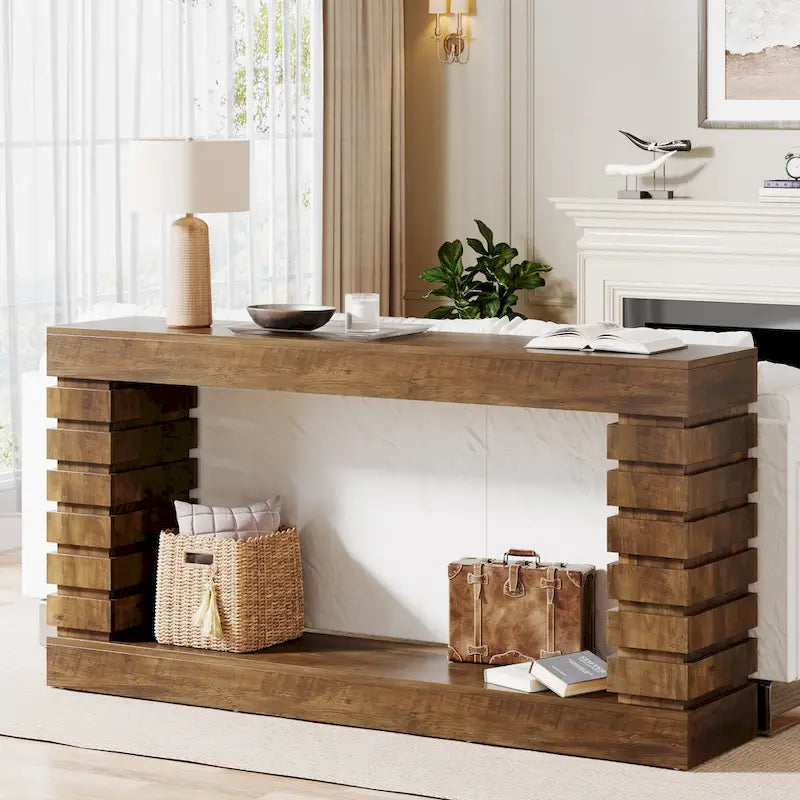 Console Table Marron Style Vintage, Table d'Appoint Étroite pour 1 Personne, pour Entrée / Salon