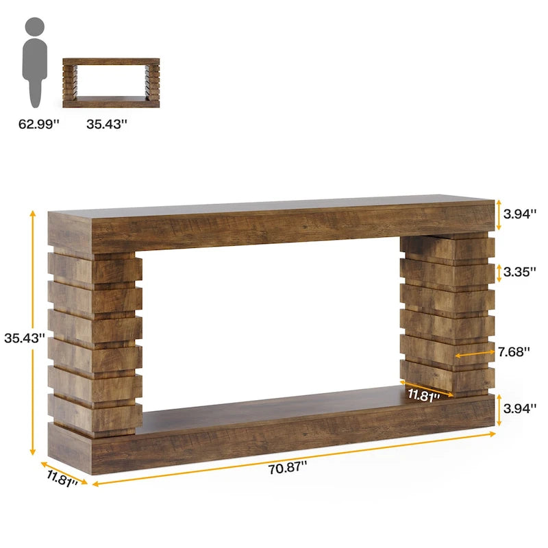 Console Table Marron Style Vintage, Table d'Appoint Étroite pour 1 Personne, pour Entrée / Salon