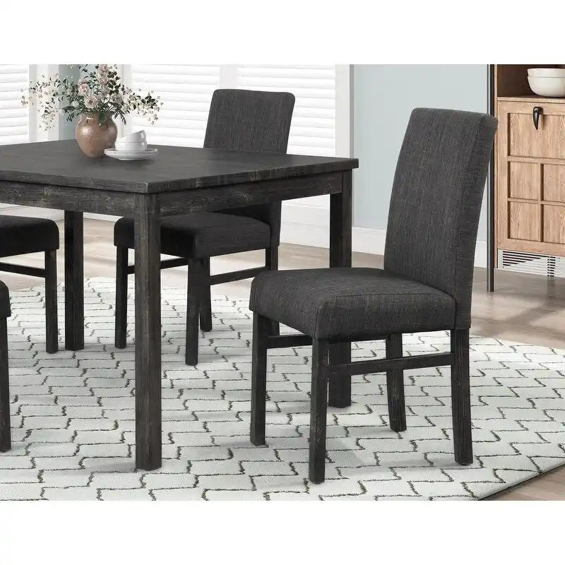 Chaises d'appoint en lin rembourrées chêne antique / charbon de bois noir, lot de 2