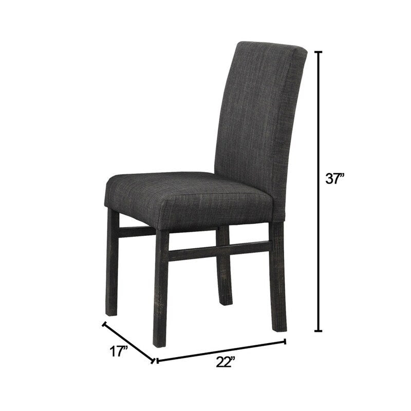 Chaises d'appoint en lin rembourrées chêne antique / charbon de bois noir, lot de 2
