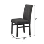 Chaises d'appoint en lin rembourrées chêne antique / charbon de bois noir, lot de 2
