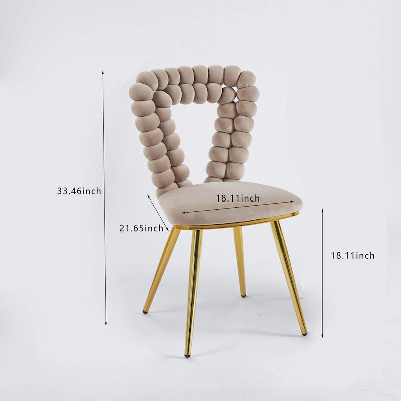 Chaises de salle à manger rembourrées, lot de 4 – Jaune / Blanc+Or, piétement en acier