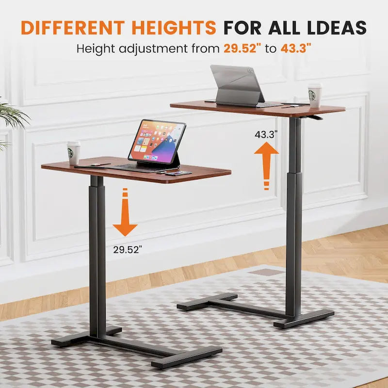 Bureau mobile de lit réglable marron/blanc avec roulettes verrouillables — 1 personne