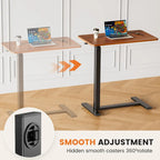 Bureau mobile de lit réglable marron/blanc avec roulettes verrouillables — 1 personne