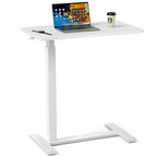 Bureau mobile de lit réglable marron/blanc avec roulettes verrouillables — 1 personne