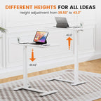 Bureau mobile de lit réglable marron/blanc avec roulettes verrouillables — 1 personne