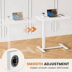 Bureau mobile de lit réglable marron/blanc avec roulettes verrouillables — 1 personne