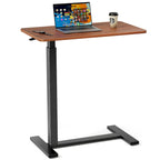 Bureau mobile de lit réglable marron/blanc avec roulettes verrouillables — 1 personne