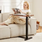 Bureau mobile de lit réglable marron/blanc avec roulettes verrouillables — 1 personne