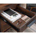 Bureau informatique bleu indigo avec rangement, 1 personne