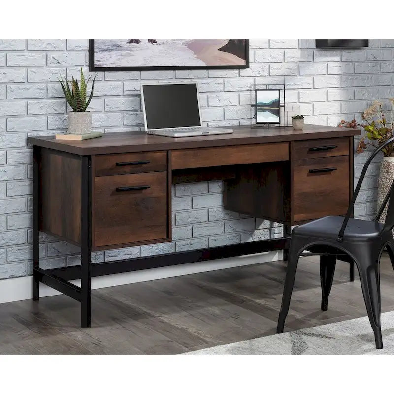 Bureau informatique bleu indigo avec rangement, 1 personne