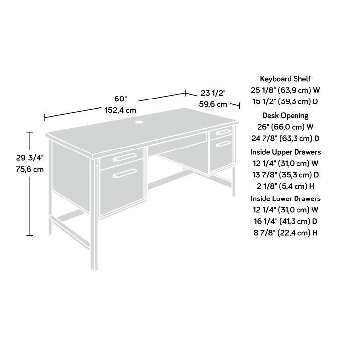Bureau informatique bleu indigo avec rangement, 1 personne