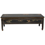 Table basse noire, plateau en bois, design paysager, 1 place
