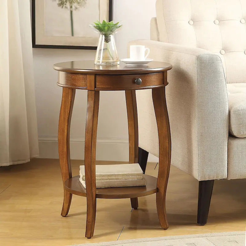 Table d'appoint ronde en bois, noyer foncé, 1 personne, 45,7 cm (diamètre) x 61 cm (H)