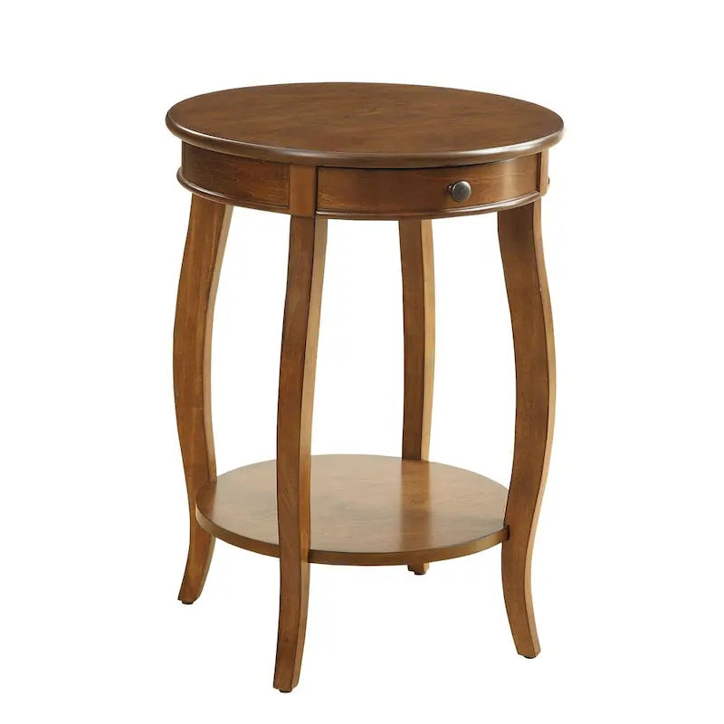 Table d'appoint ronde en bois, noyer foncé, 1 personne, 45,7 cm (diamètre) x 61 cm (H)
