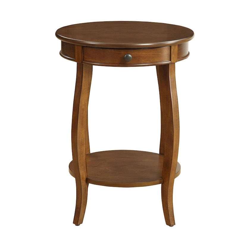 Table d'appoint ronde en bois, noyer foncé, 1 personne, 45,7 cm (diamètre) x 61 cm (H)