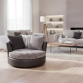 Fauteuil tonneau gris bicolore, pivotant et à roulettes, 2 places