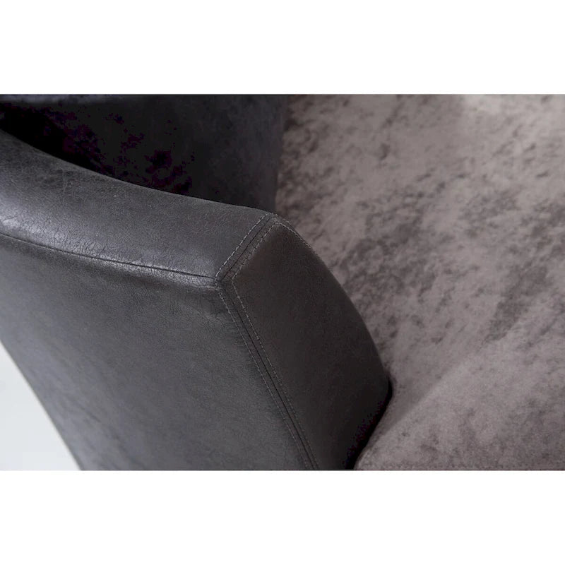 Fauteuil tonneau gris bicolore, pivotant et à roulettes, 2 places