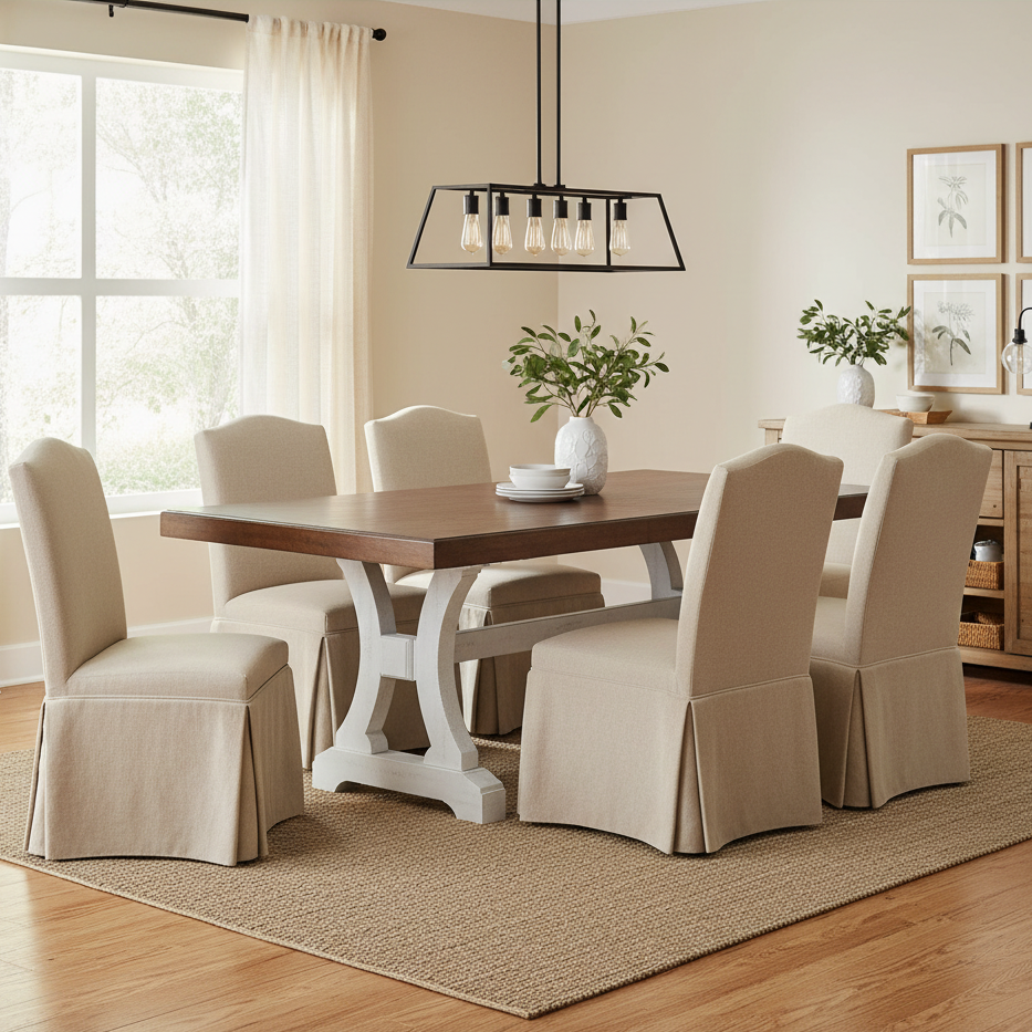 Table à manger rectangulaire noire et marron avec rallonge, pour 4 à 6 personnes