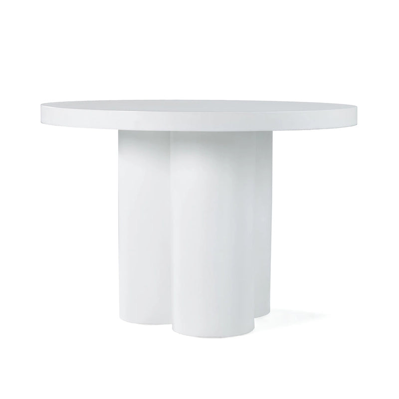 Table d'appoint ronde en béton blanc, piètement abstrait, 1 personne