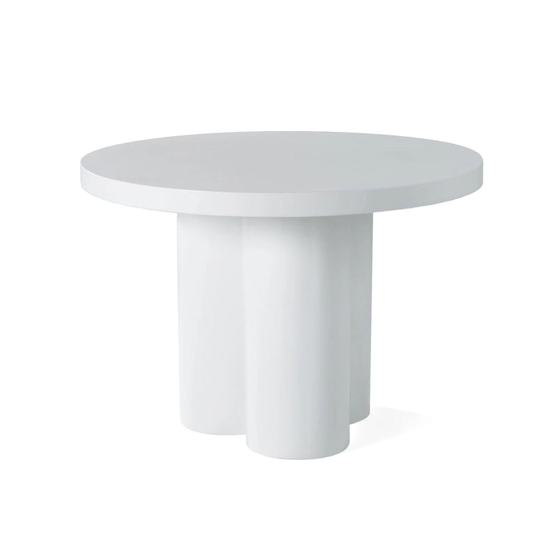 Table d'appoint ronde en béton blanc, piètement abstrait, 1 personne