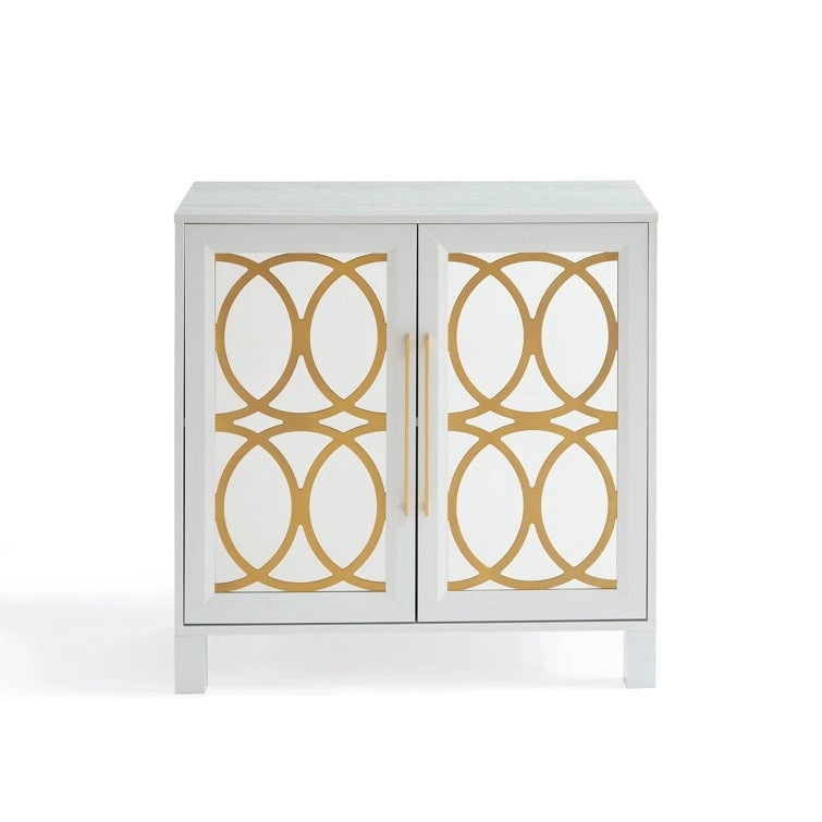 Armoire d'appoint avec porte miroir Chêne rustique / Blanc / Noir, style moderne, simple