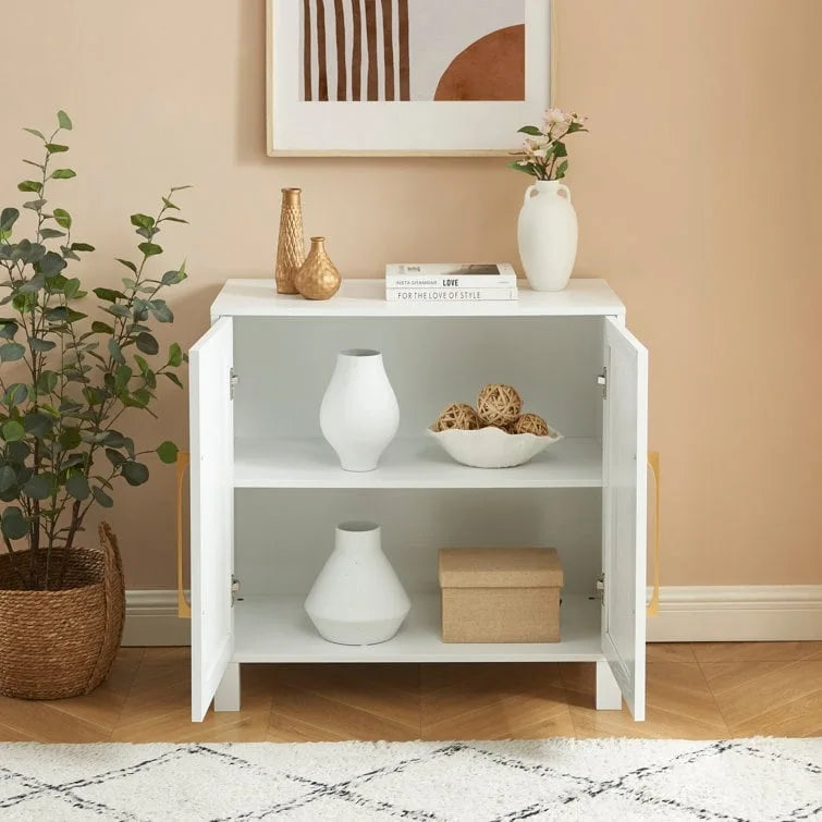 Armoire d'appoint avec porte miroir Chêne rustique / Blanc / Noir, style moderne, simple