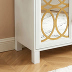Armoire d'appoint avec porte miroir Chêne rustique / Blanc / Noir, style moderne, simple