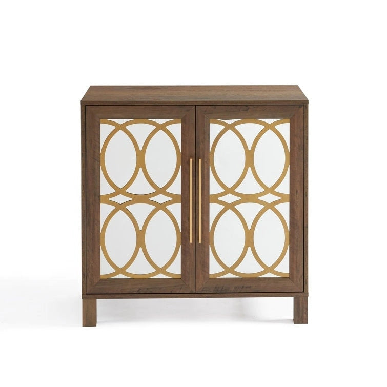 Armoire d'appoint avec porte miroir Chêne rustique / Blanc / Noir, style moderne, simple