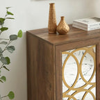 Armoire d'appoint avec porte miroir Chêne rustique / Blanc / Noir, style moderne, simple