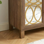 Armoire d'appoint avec porte miroir Chêne rustique / Blanc / Noir, style moderne, simple