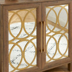 Armoire d'appoint avec porte miroir Chêne rustique / Blanc / Noir, style moderne, simple