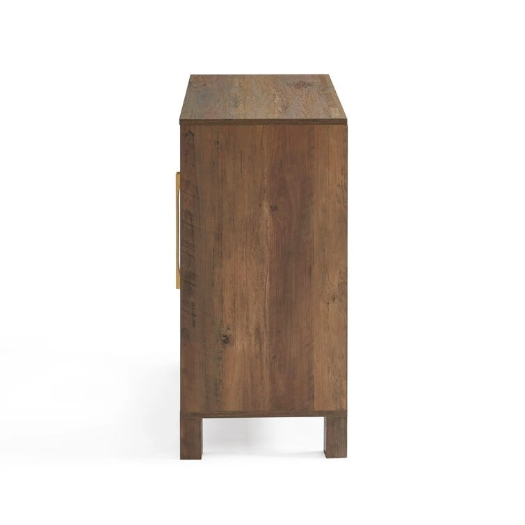 Armoire d'appoint avec porte miroir Chêne rustique / Blanc / Noir, style moderne, simple