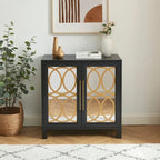 Armoire d'appoint avec porte miroir Chêne rustique / Blanc / Noir, style moderne, simple