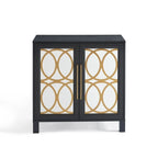 Armoire d'appoint avec porte miroir Chêne rustique / Blanc / Noir, style moderne, simple