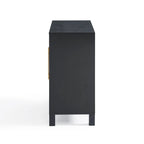Armoire d'appoint avec porte miroir Chêne rustique / Blanc / Noir, style moderne, simple