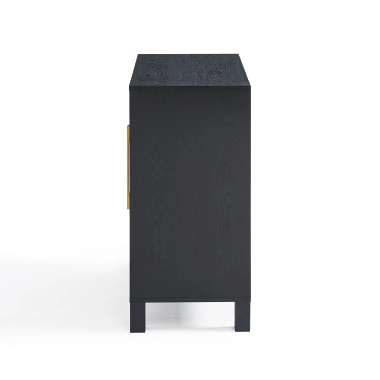 Armoire d'appoint avec porte miroir Chêne rustique / Blanc / Noir, style moderne, simple