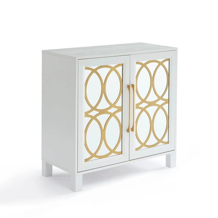 Armoire d'appoint avec porte miroir Chêne rustique / Blanc / Noir, style moderne, simple