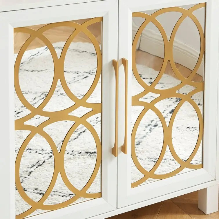 Armoire d'appoint avec porte miroir Chêne rustique / Blanc / Noir, style moderne, simple