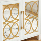 Armoire d'appoint avec porte miroir Chêne rustique / Blanc / Noir, style moderne, simple